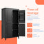 Elegant Black Bathroom Floor Storage Cabinet with Adjustable Shelves