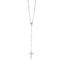 Collar de cadena de rosario de plata esterlina de tres tonos