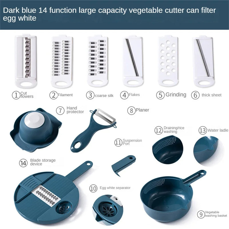 Vegetable Cutter Multifunctional Potato Shredder Household Scraping Radish Grater Slicer with Container Kitchen Gadgets - Korvel