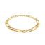 Pulsera Figaro Sólida Pavé de Dos Tonos en Oro Amarillo de 14K - 7.0mm