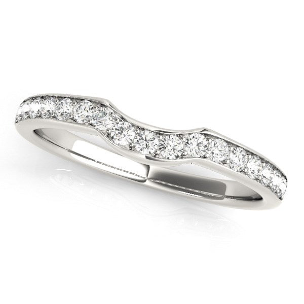14k White Gold Curved Style Diamond Wedding Ring