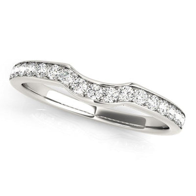 14k White Gold Curved Style Diamond Wedding Ring