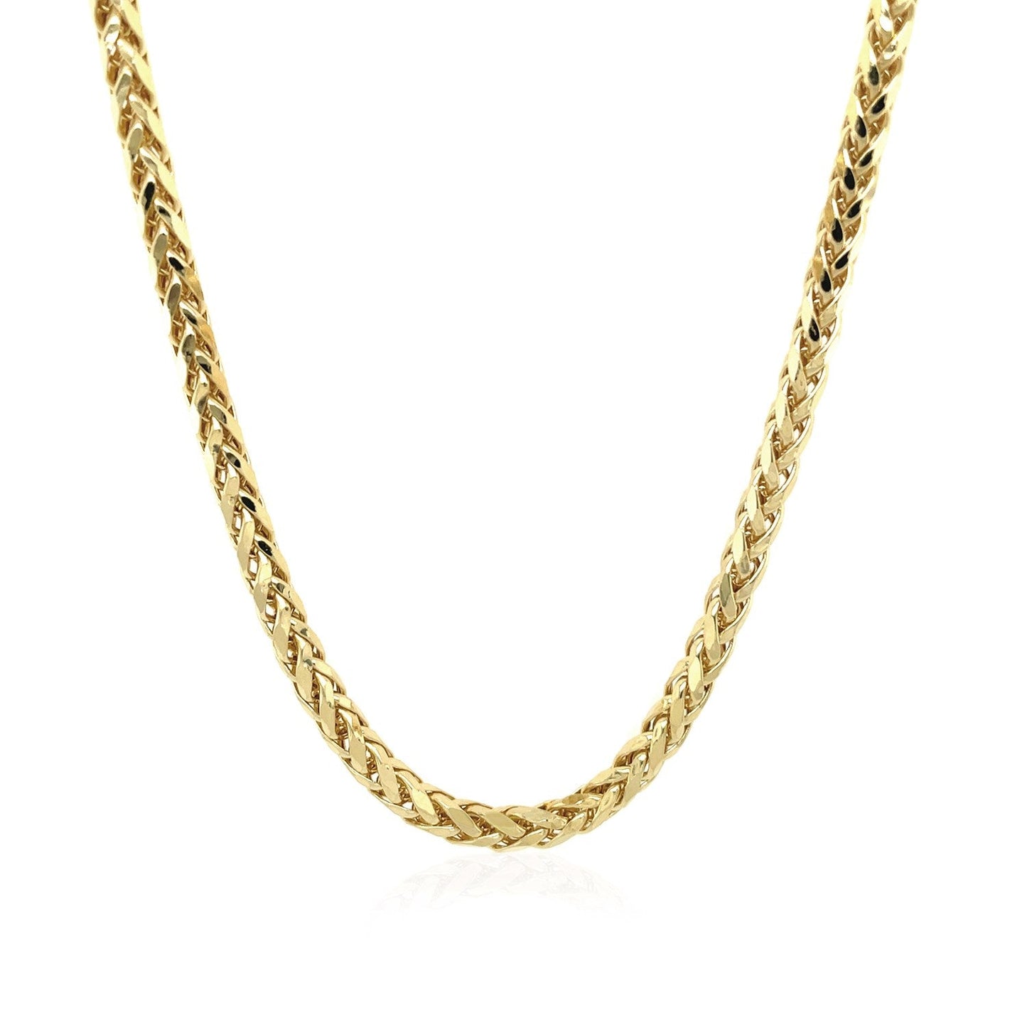 Cadena Franco Redonda de Corte Diamante de Oro Amarillo de 14k - 3.15mm