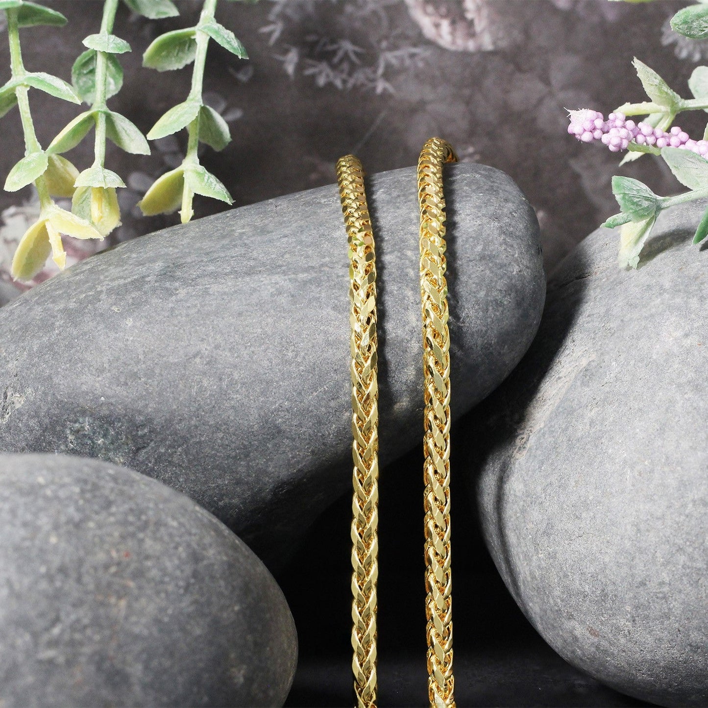 Cadena Franco Redonda de Corte Diamante de Oro Amarillo de 14k - 3.15mm