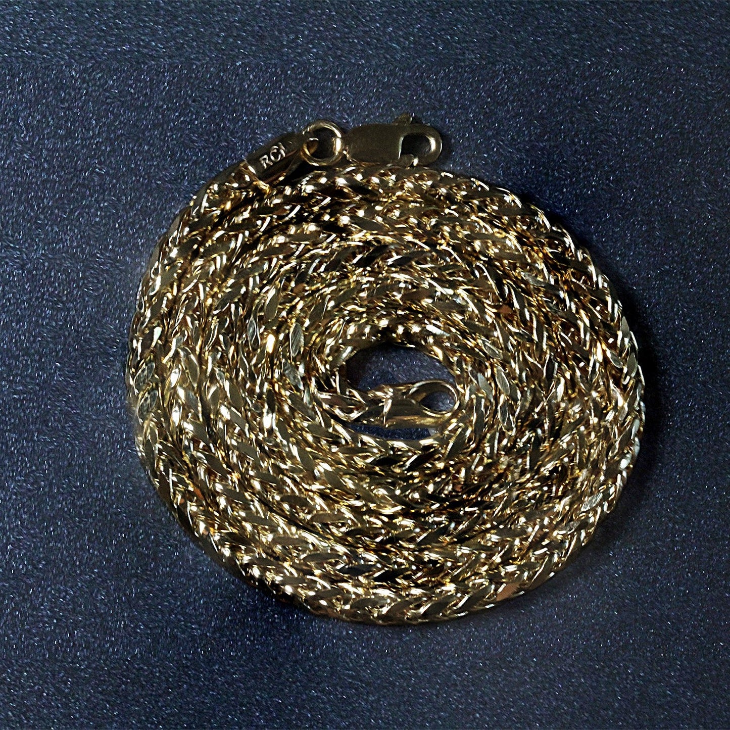 Cadena Franco Redonda de Corte Diamante de Oro Amarillo de 14k - 3.15mm