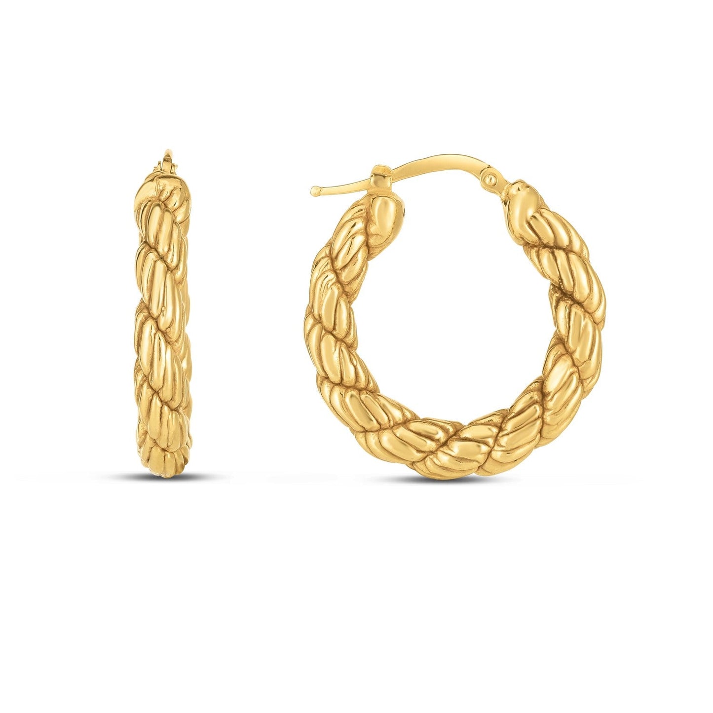 Pendientes de aro de cuerda de oro amarillo de 14k