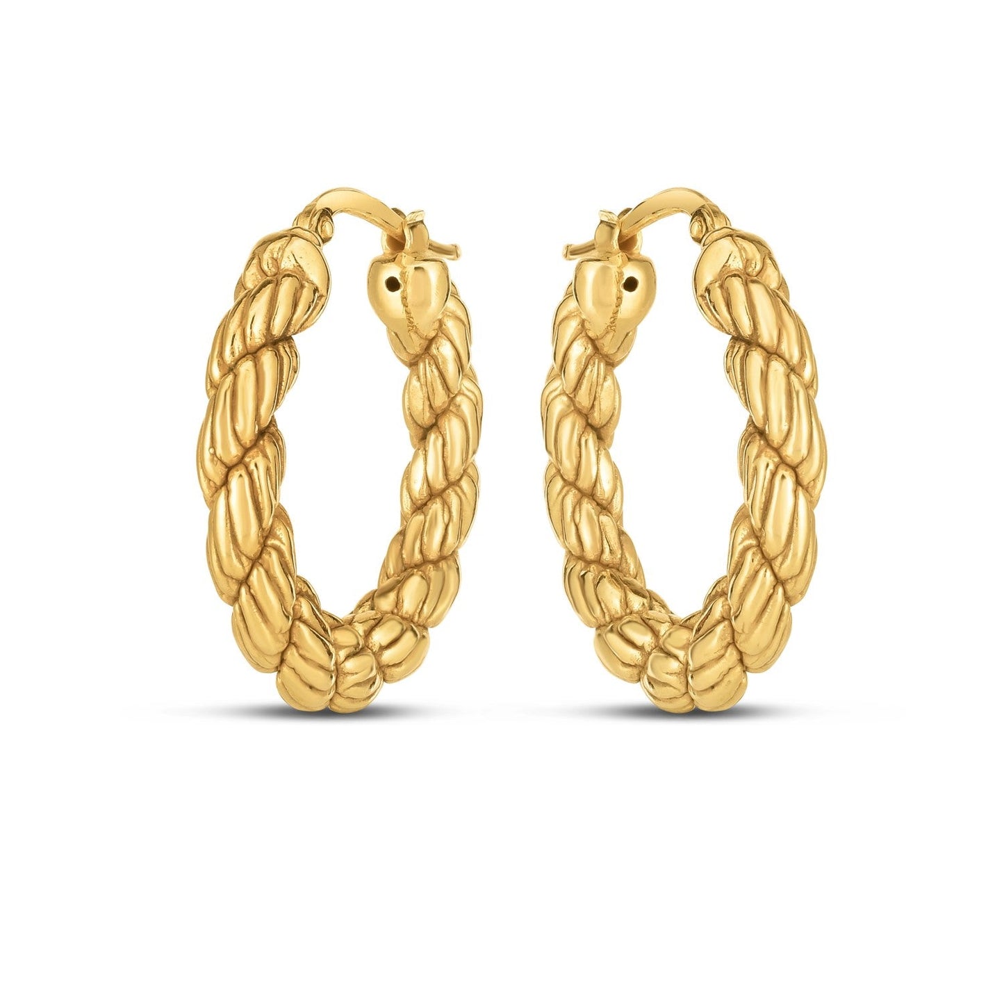 Pendientes de aro de cuerda de oro amarillo de 14k