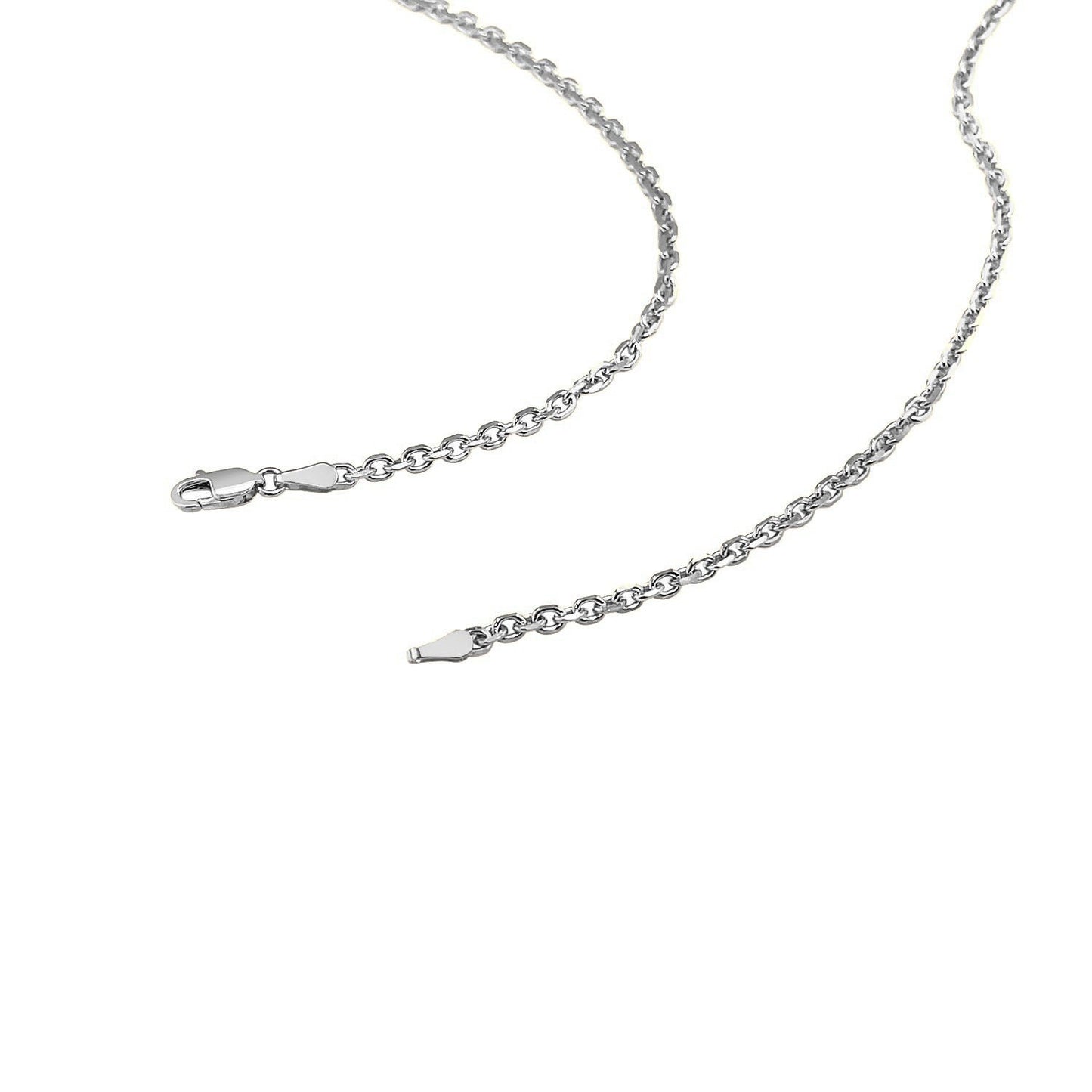 Cadena de eslabones de cable cortada con diamante de oro blanco de 14k - 2.60 mm