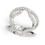 Anillo de Doble Banda Estilo Flor de Diamante en Oro Blanco de 14k