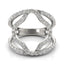 Anillo de Doble Banda Estilo Flor de Diamante en Oro Blanco de 14k
