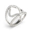 Anillo de Doble Banda Estilo Flor de Diamante en Oro Blanco de 14k