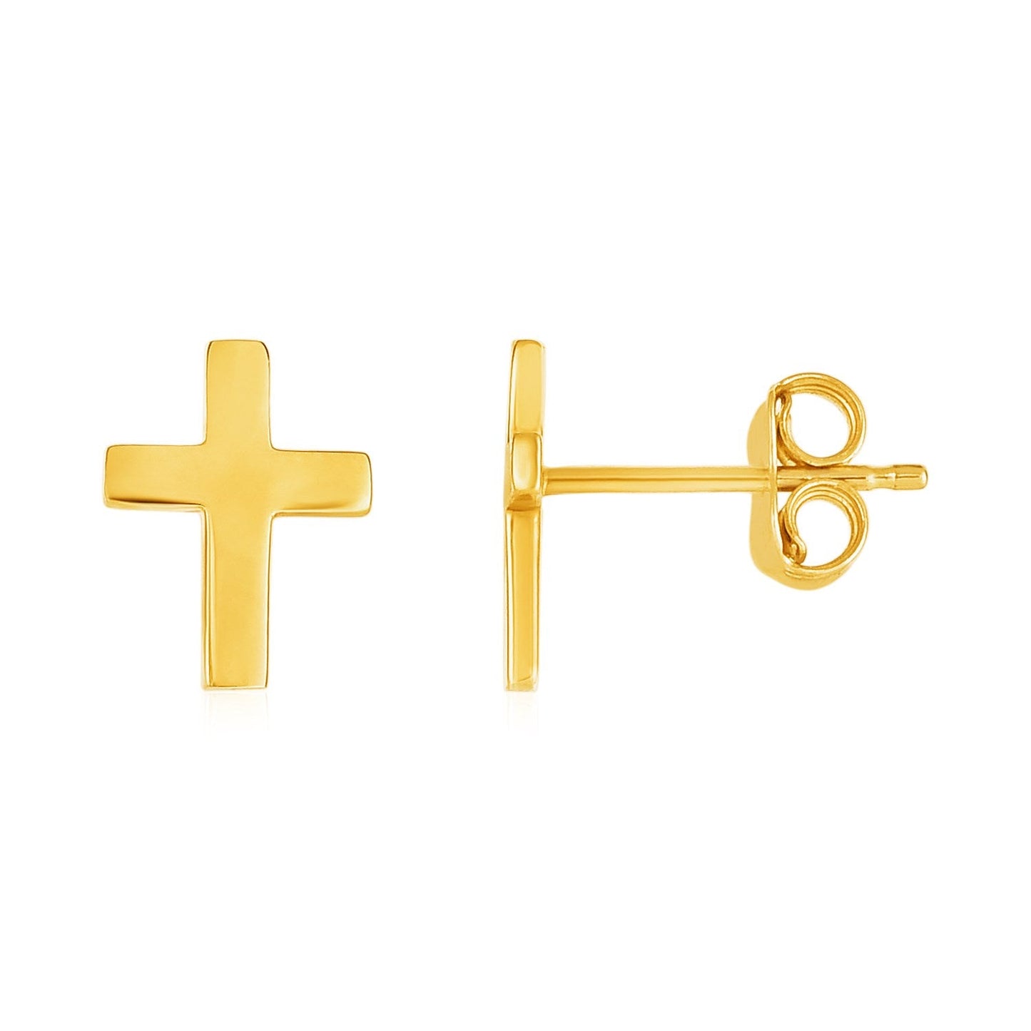 Elegant 14k Yellow Gold Cross Post Earrings