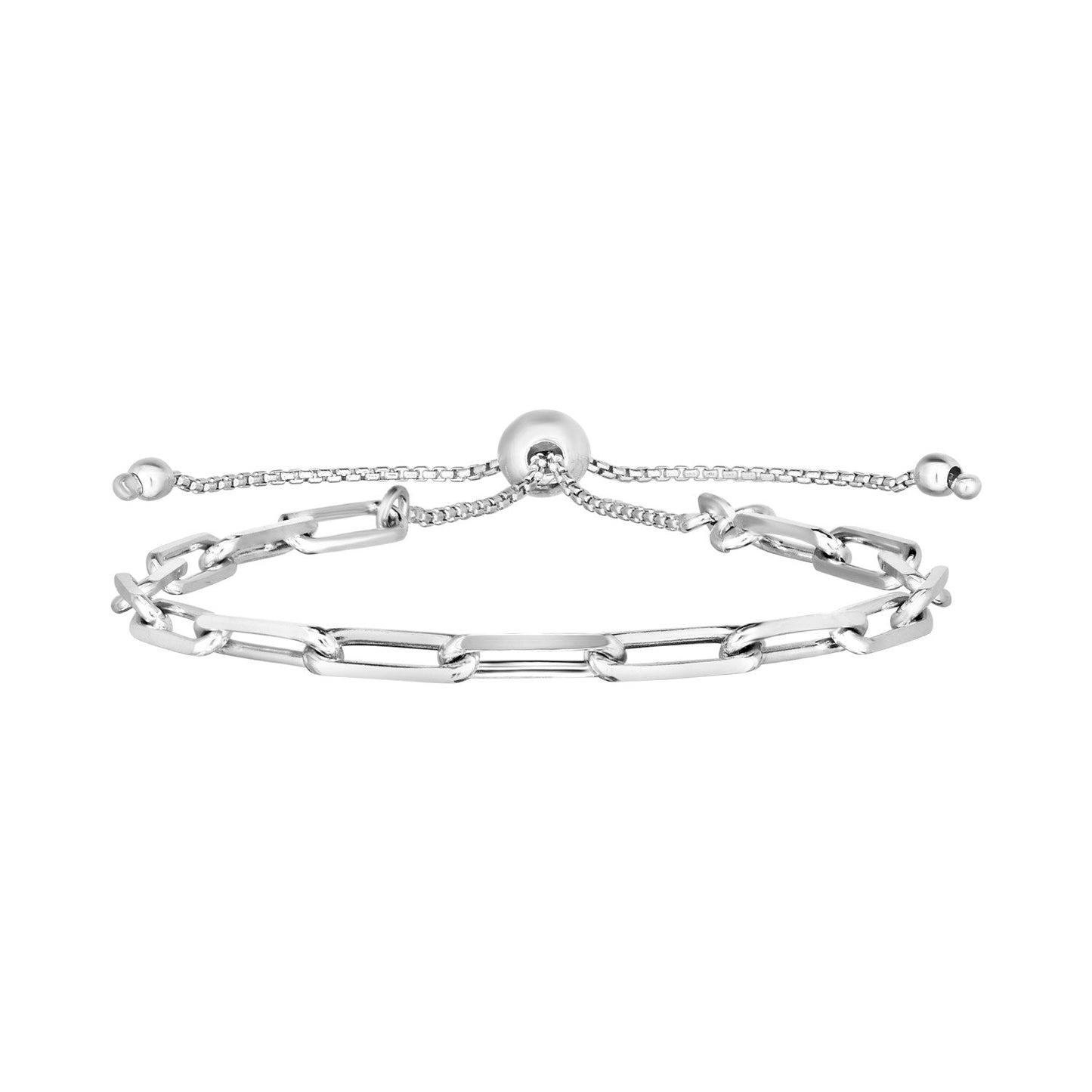 Pulsera Ajustable de Cadena Paperclip de Plata Esterlina