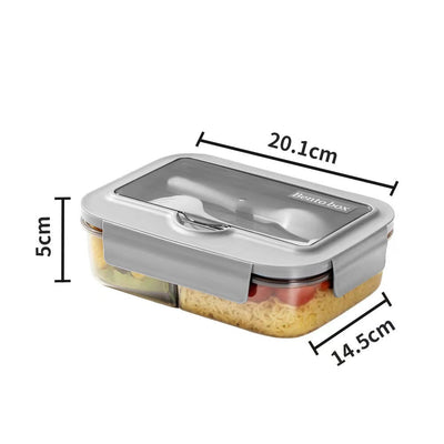 Japanese style microwaveable lunch box with compartments and cutlery - Korvel