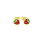 Boucles d'oreilles en or jaune 14k émaillées en forme de fraise pour enfants