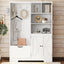 Multi-functional Hall Tree with Storage Shelves Drawers Cabinet Elegant Hallway Shoe Cabinet with Bench Modern Coat Rack White - Korvel
