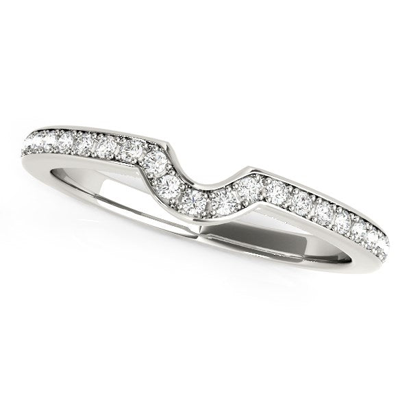 Bague de mariage en diamant moderne en or blanc 14 carats avec griffes courbées