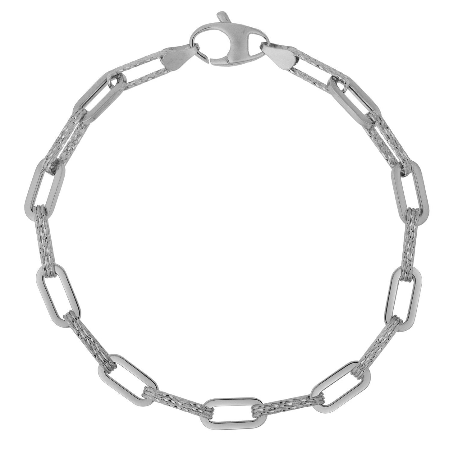 Bracelet en chaîne en papier clip en diamants en or blanc 14k