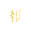 14k Yellow Gold Leafy Branch Motif Climber Earrings