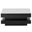 ON-TREND High Gloss Minimalist Design with LED Lights 2-Tier Square Coffee Table Black - Korvel