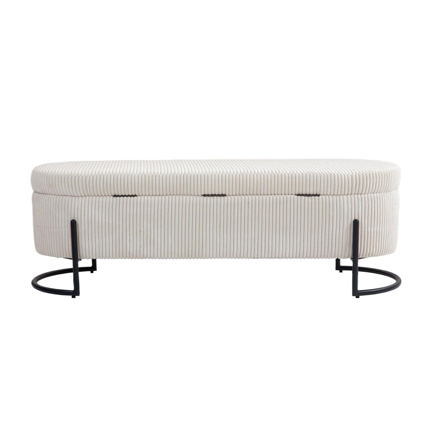 COOLMOR storage Ottoman chair with safety hinge and soft cushion fabric storage Ottoman stool (beige) - Korvel