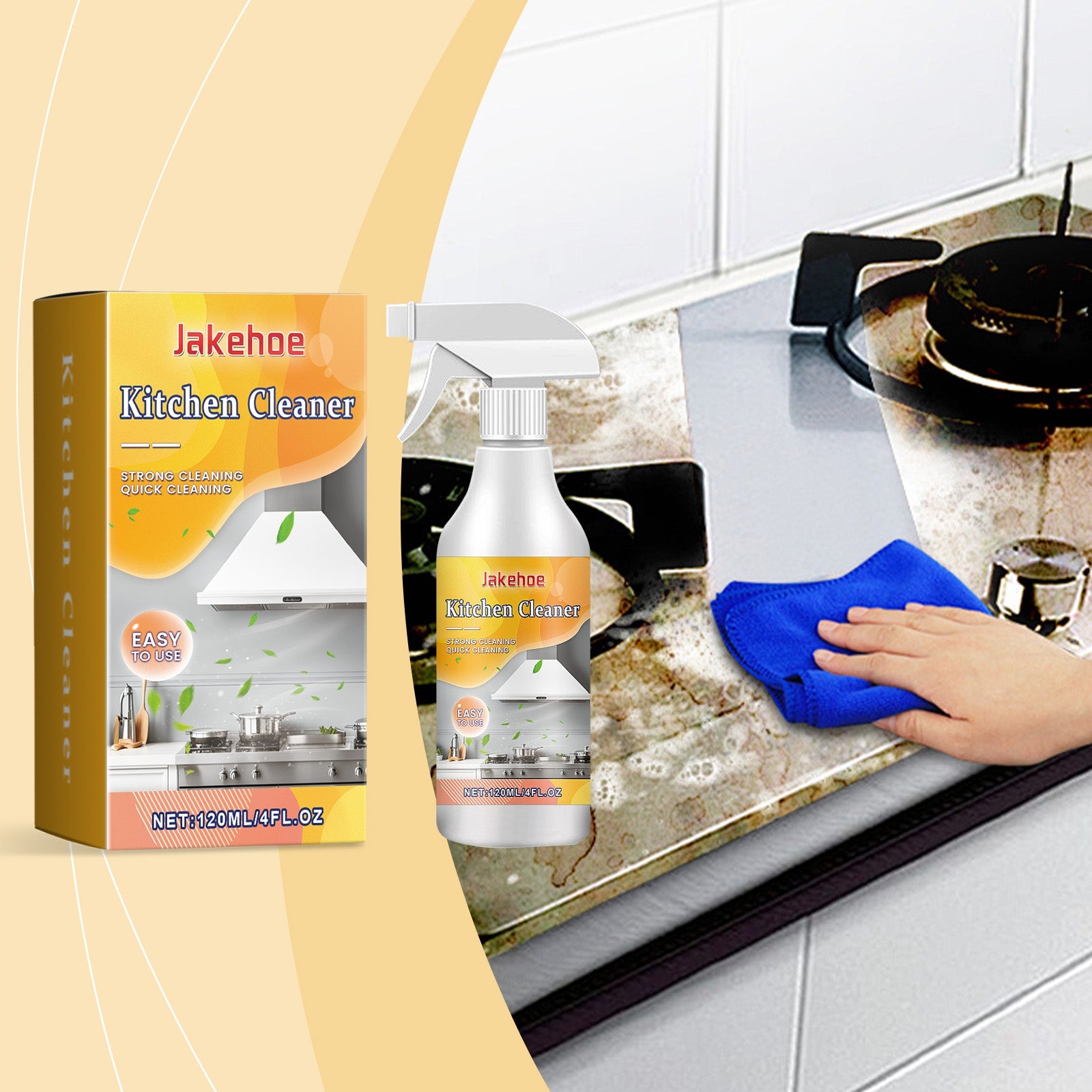 Kitchen Grease Cleaner Kitchen Cookware Cooktop Range Hood Oil And Stain Remover - Korvel