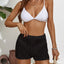 Hook flower hollowed out beach shorts with drawstring - Korvel