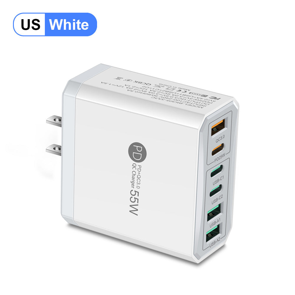Fast charging mobile phone charger standard PD55W QC3.0+PD25W 3PD+3USB travel charging head - Korvel