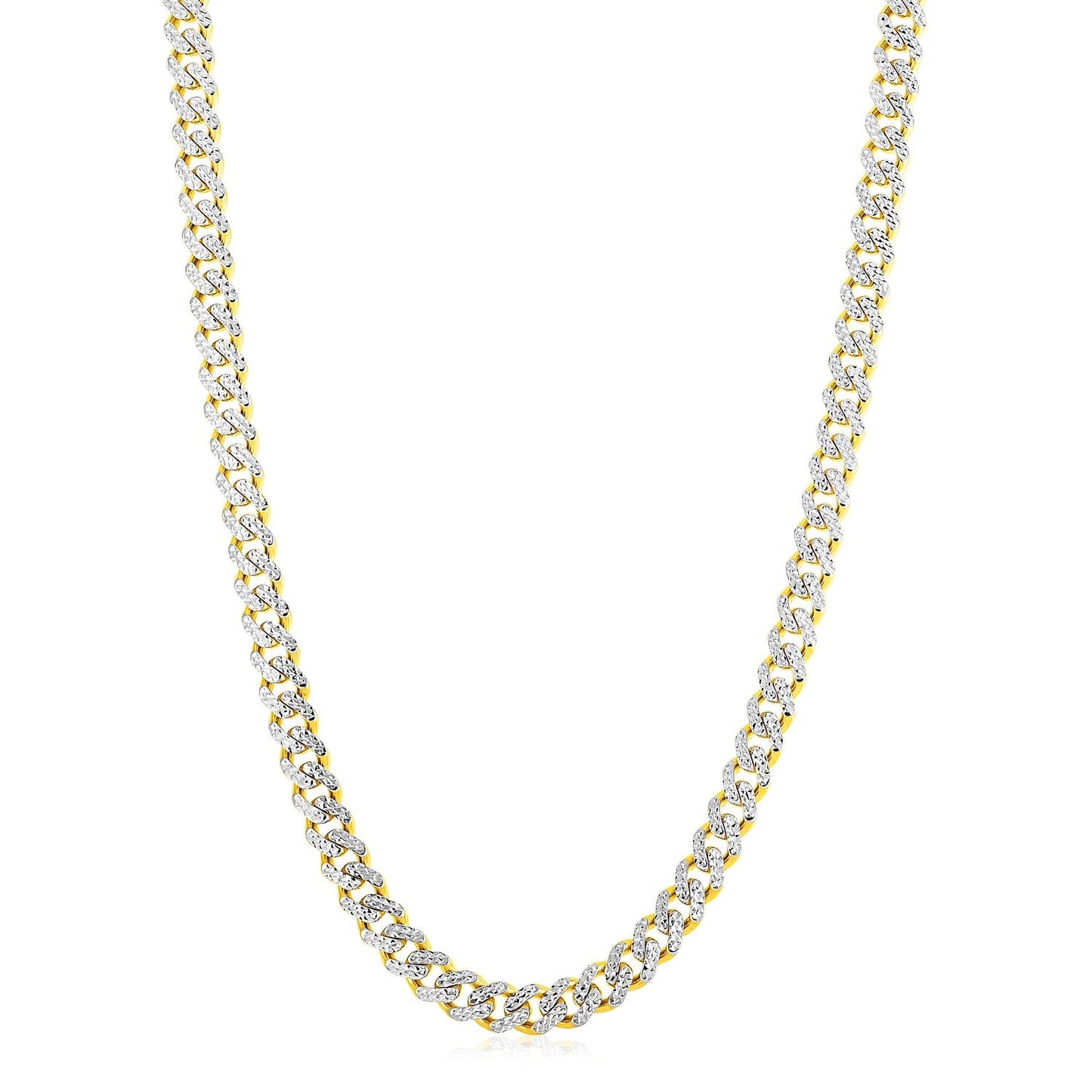 14k Yellow Gold White Pave Modern Lite Miami Cuban Chain (8.0mm)
