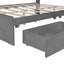 Full Size Wood Platform Bed with Storage Headboard - Gray