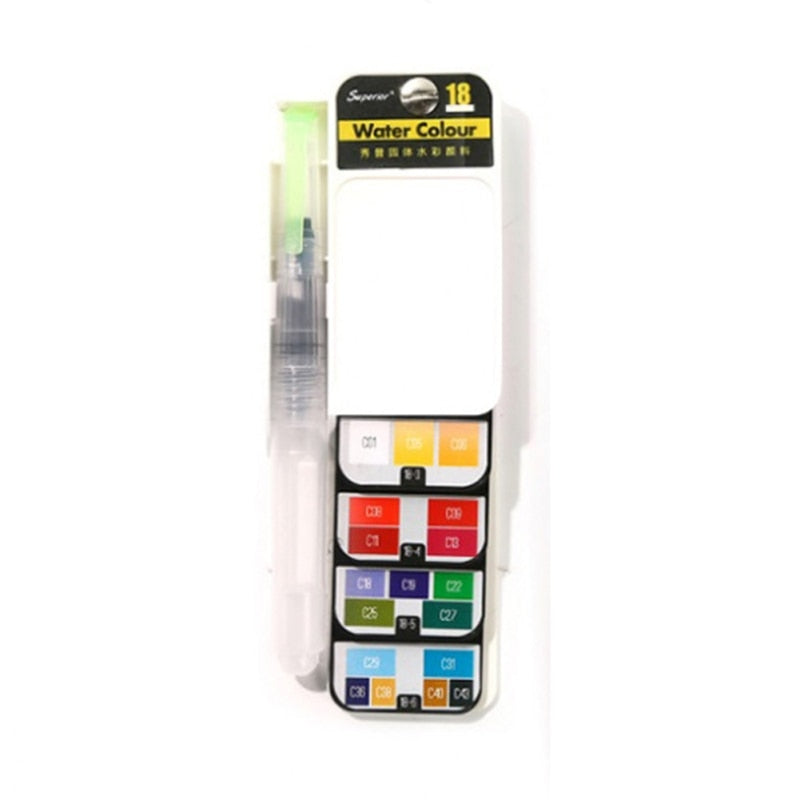 18/25/33/42 Colors Paint Set Professional Foldable Watercolor Paint Set with Brush Foldable Travel Color Pigment For Painting - Korvel