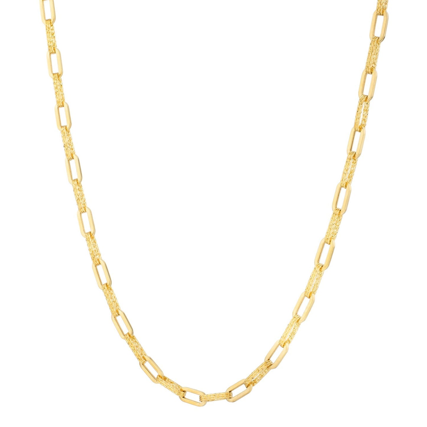 Collier en Chaîne Paperclip en Or Jaune 14k avec Diamants
