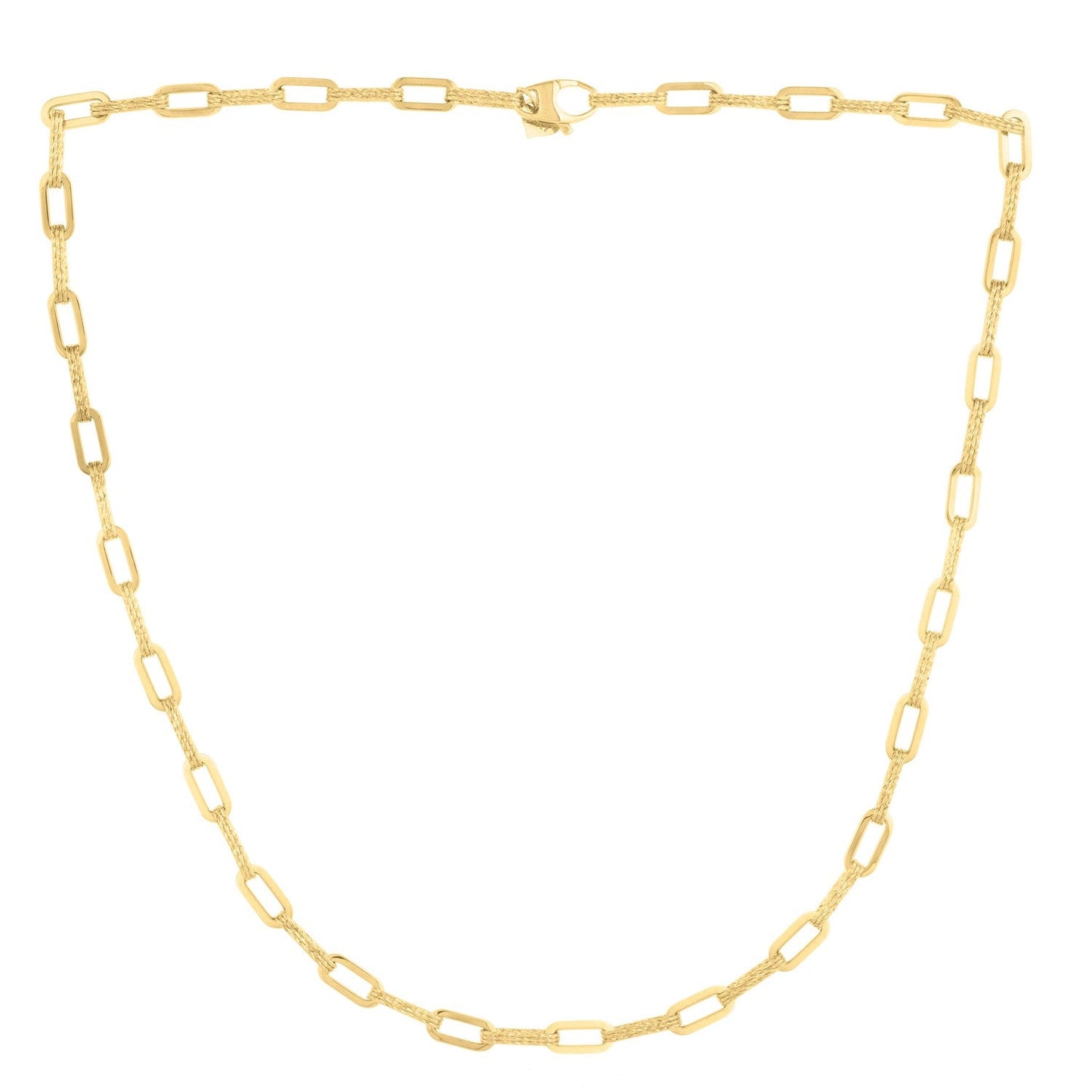 Collier en Chaîne Paperclip en Or Jaune 14k avec Diamants