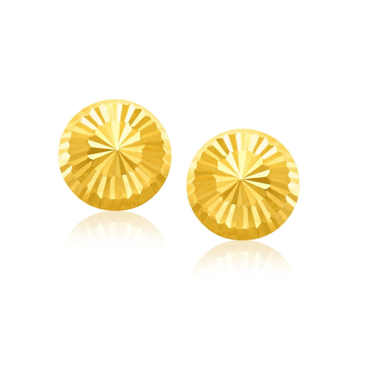 Pendientes de Stud de Diseño Plano Cortado en Diamante de Oro Amarillo de 14k
