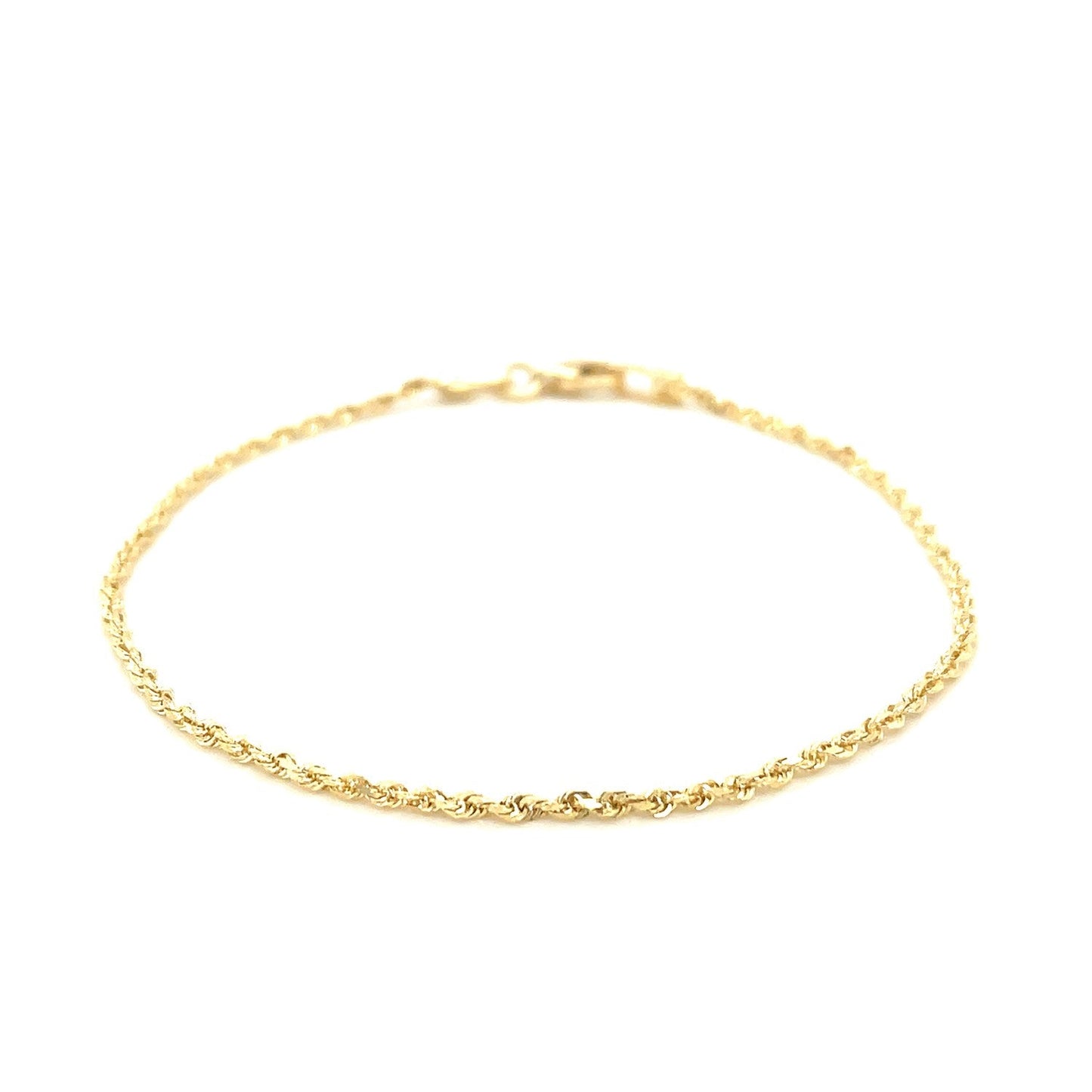 10k Yellow Gold Solid Diamond Cut Rope Bracelet - 1.5mm