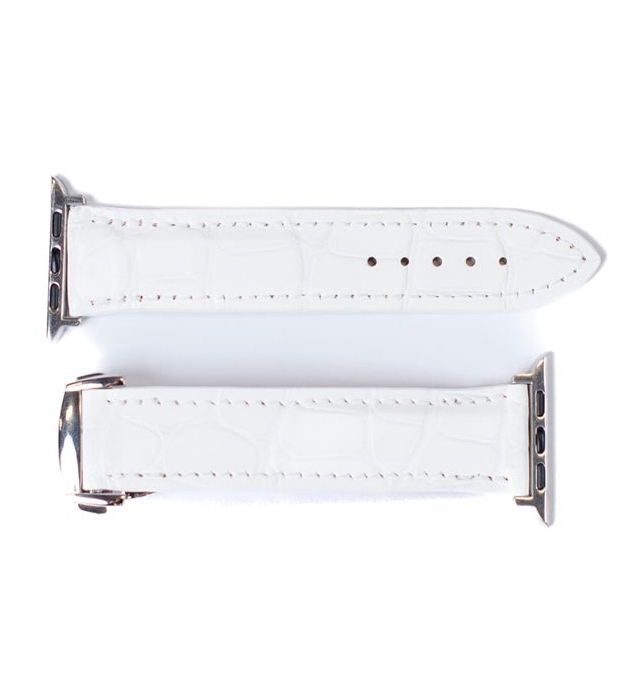 Correa de Apple Watch de Cocodrilo Blanco Mate