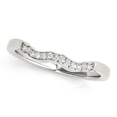 Anillo de Boda de Diamantes en Estilo Ondulado de Oro Blanco de 14k