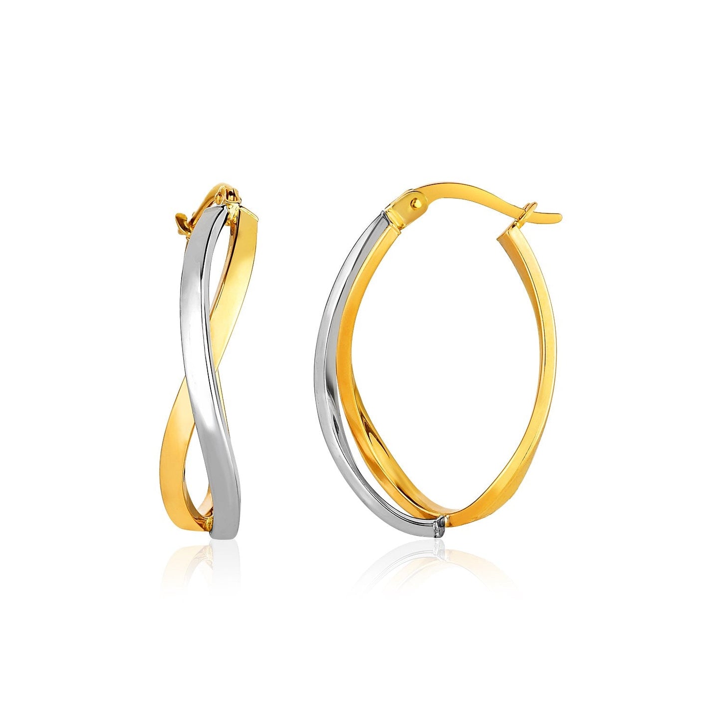 14k Two-Tone Gold Twisted Hoop Earrings
