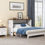Solid Pine Murphy Bed Chest with Charging Station and Large Storage Drawer for Home Office or Small Room , Queen, White+Walnut - Korvel