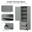 Tall Bathroom Storage Cabinet, Freestanding Storage Cabinet with Two Drawers and Adjustable Shelf, MDF Board , Grey - Korvel