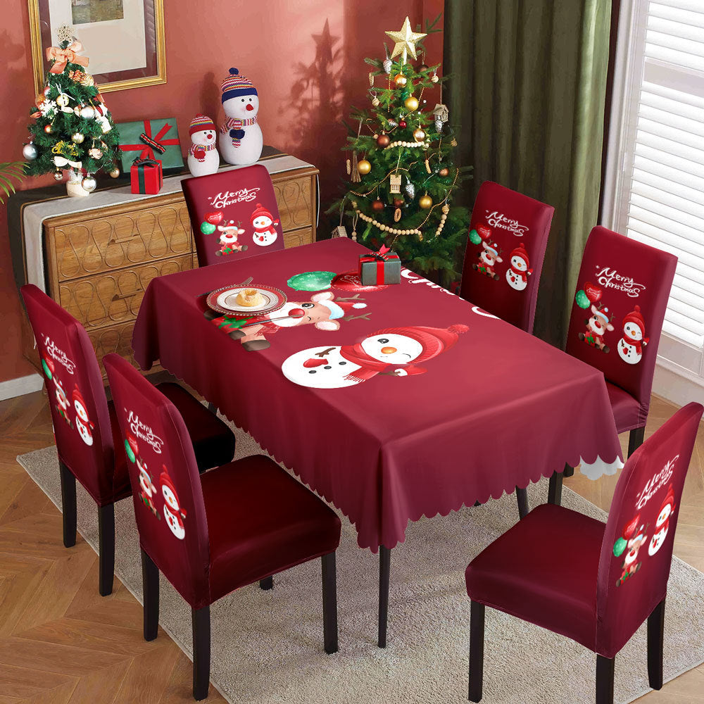Christmas tablecloth, holiday decoration, elastic chair cover, household dining table, waterproof and dustproof tablecloth, fabric decorative tablecloth - Korvel