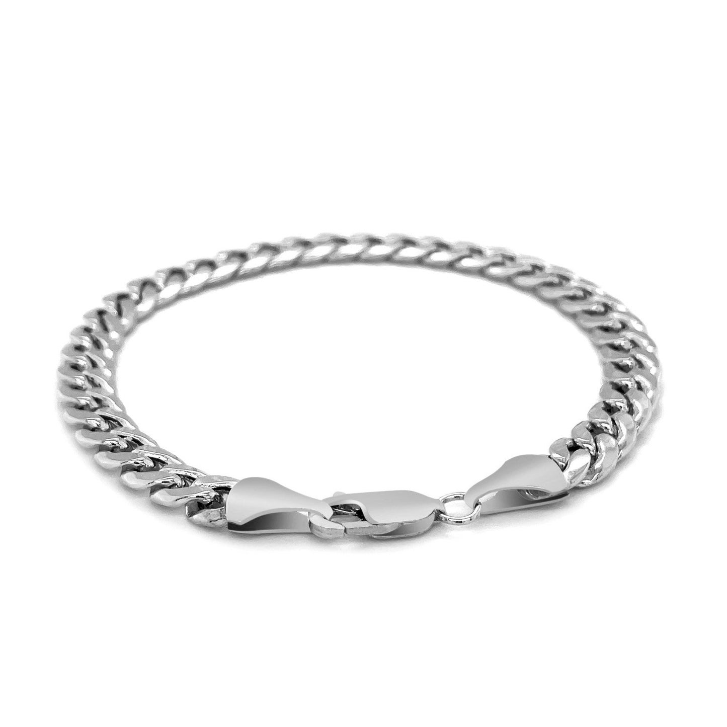 Pulsera Semisólida de Cubano de Miami en Oro Blanco de 14k - 6.7mm