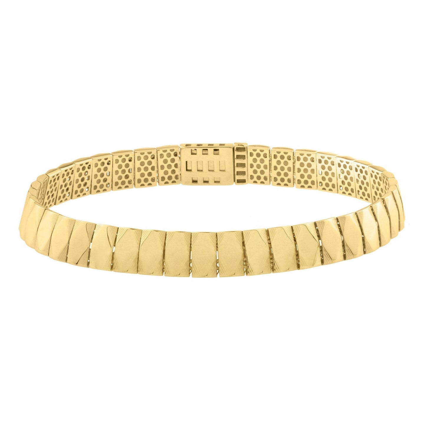 Bracelet en or jaune 14 carats en forme de carreaux en diamant