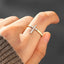 925 Sterling Silver Inlaid Zircon Cross Ring - Korvel