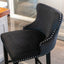 Elegant Black Velvet Wing Back Bar Stool Set of 2