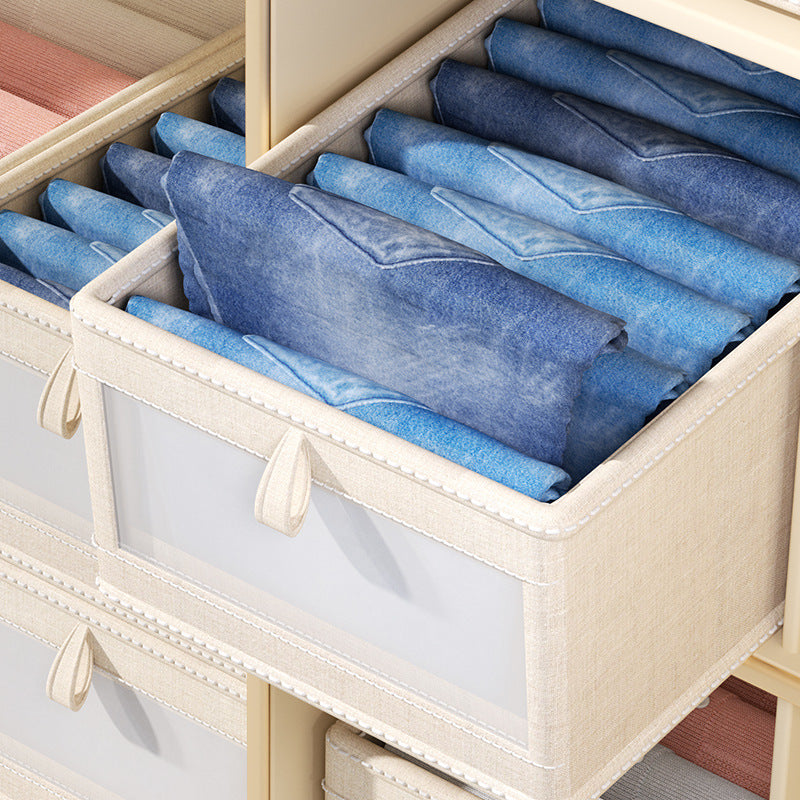 Visible foldable clothes storage box home wardrobe clothing storage box - Korvel