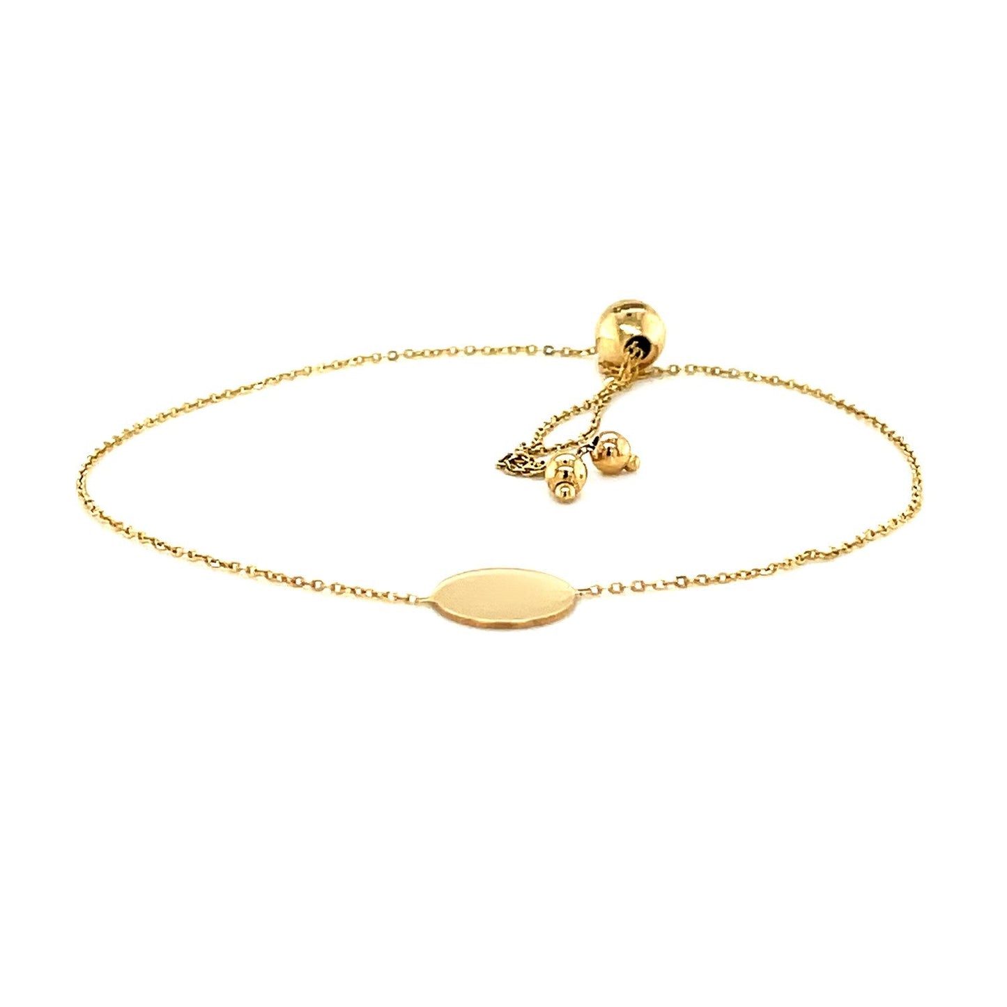 Pulsera Ajustable de Oro Amarillo de 14k con Círculo Brillante