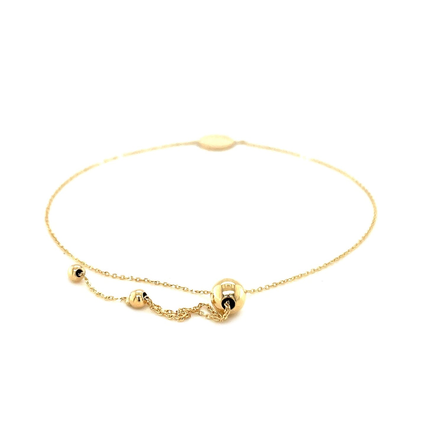 Pulsera Ajustable de Oro Amarillo de 14k con Círculo Brillante