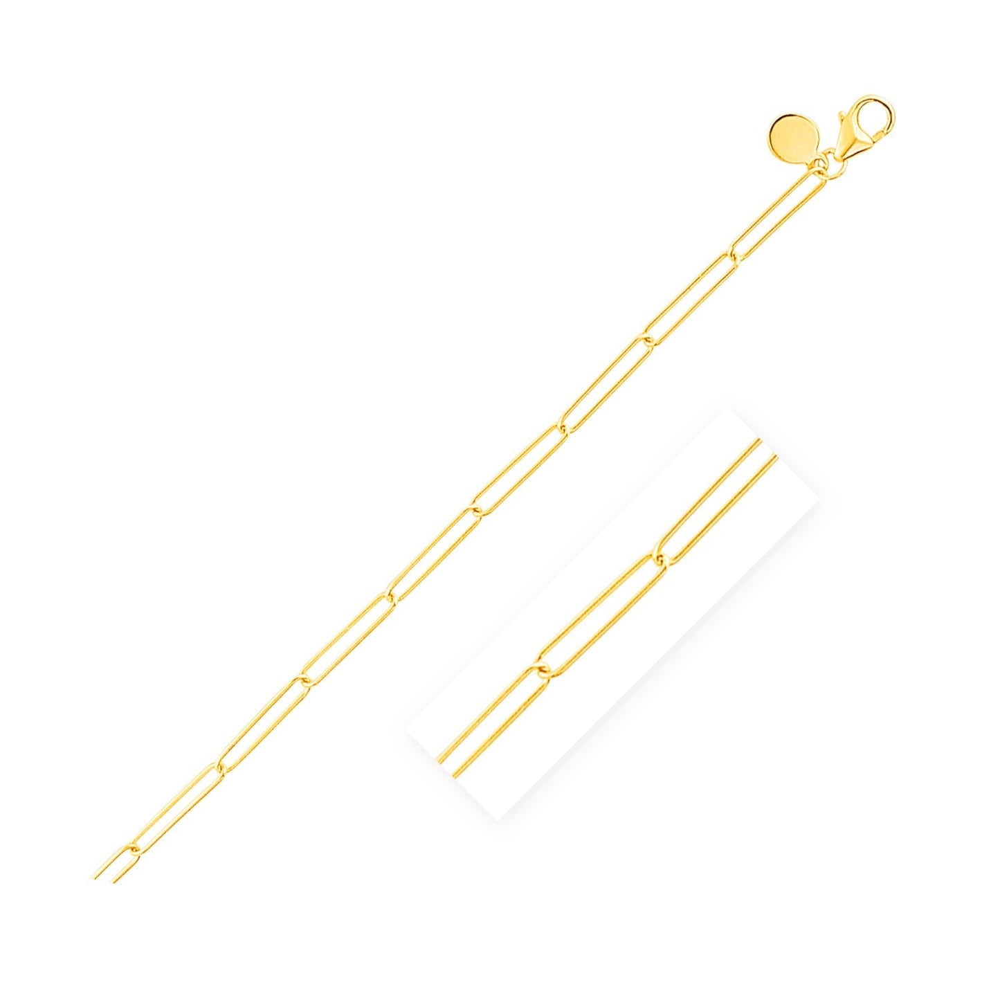 14k Yellow Gold Wire Paperclip Chain - Elegant Design