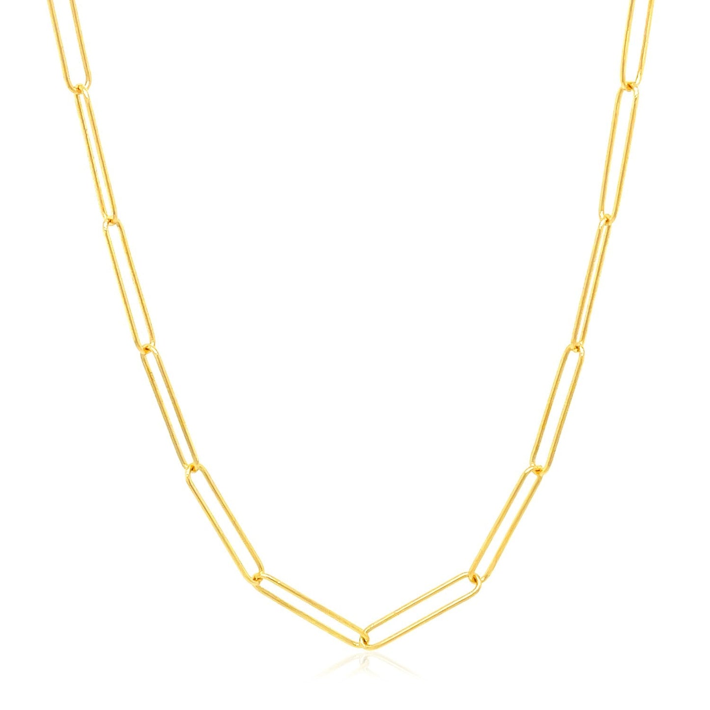 14k Yellow Gold Wire Paperclip Chain - Elegant Design